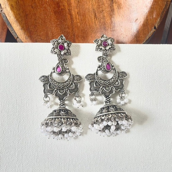 Flower Silver Edit Jhumkas