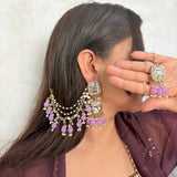 Ruhani Earrings with Hair chain and Mang Tikka (7 Colors)