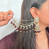 Ruhani Earrings with Hair chain and Mang Tikka (7 Colors)