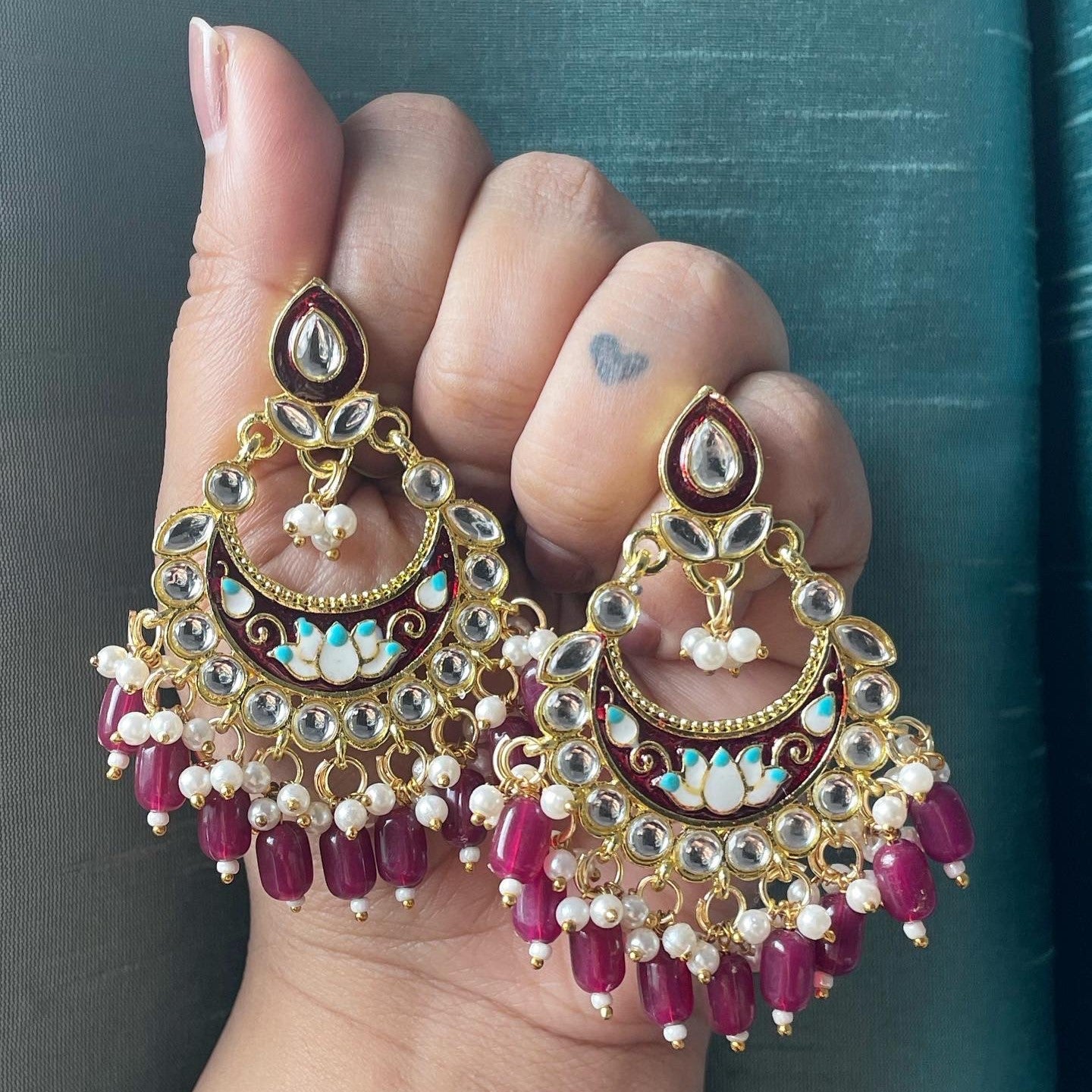 Mini Meenakari Earrings 9 colors Jewels and Stones India