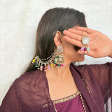 Ruhani Earrings with Hair chain and Mang Tikka (7 Colors)