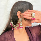 Ruhani Earrings with Hair chain and Mang Tikka (7 Colors)