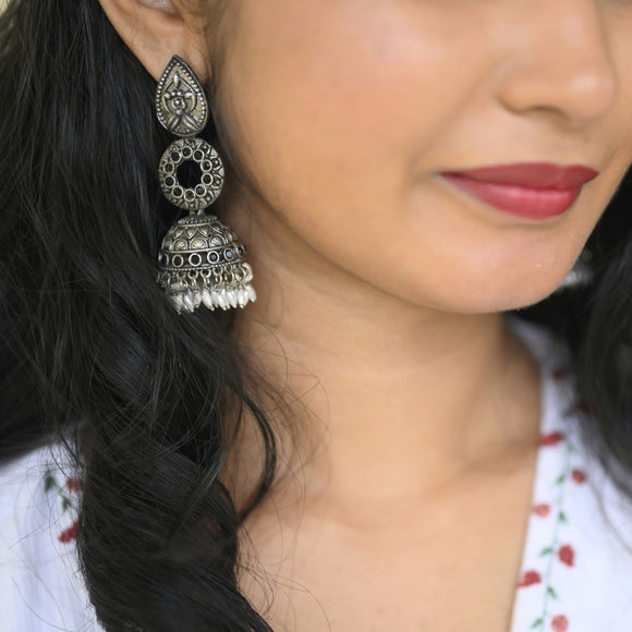 Nayanika Silver Jhumka (4 colors)