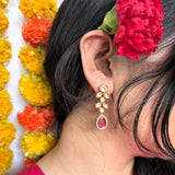 Anaya Kundan Earrings (Magenta)