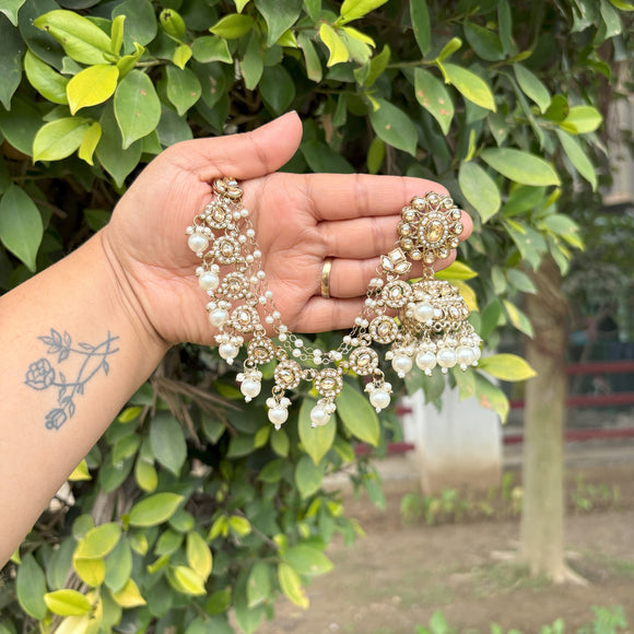 Mannat Mang Tikka Earrings with Hair chain